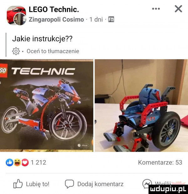 a lego technic. x za zingaropoli cosimo   dm el jakie instrukcję   oceń to uumaczeme o       komentarze    ó lubię to c dodaj komentarz