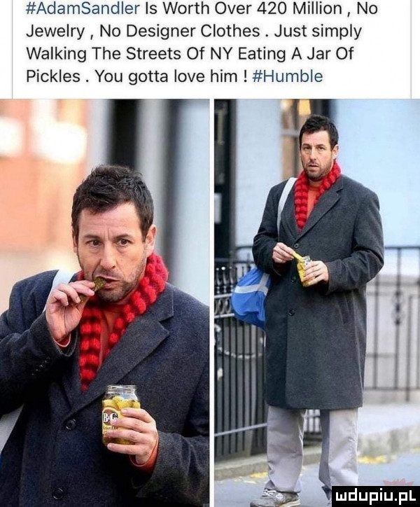 adamsandier is worth ober     million no jewelry no designer clothes just simply walking tee streets of ny eating a jar of pickles. y-u gotta live ham hubble