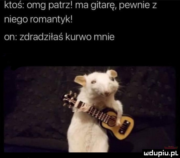 ktoś omg patrz ma gitarę pewnie z niego romantyk on zdradziłaś kurwo mnie