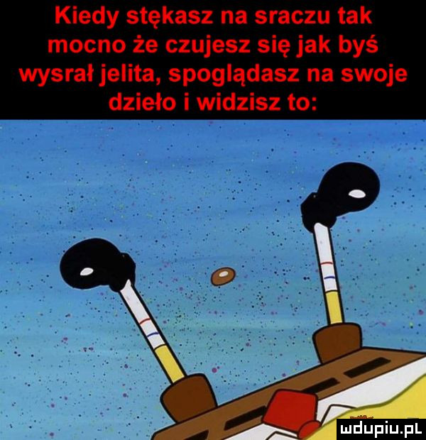 kiedy stękasz na sraczu tak mocno że czujesz się jak byś wysrałjelita spoglądasz na swoje dzieło i widzisz to l a