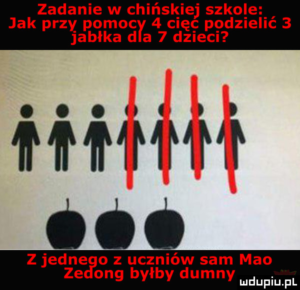 zadanie w chińskiej szkole jak przy pomocy   ciec podzielic   jabłka d a   dzieci z jedne o z uczniów sam meo ze olg byłby dumny mnpm fl