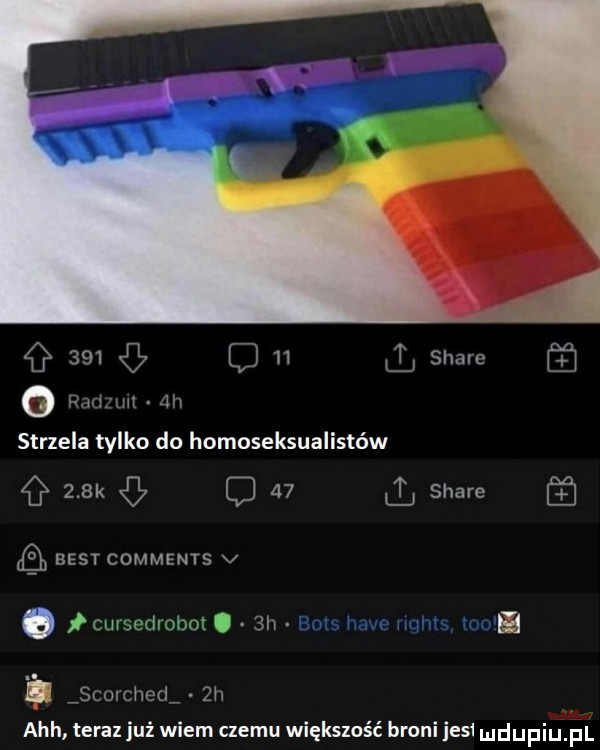 g        ll stare   hmmm  l  strzela tylko do homoseksualistów    k q    stare best comments v cursedrobot.  h h scorched zn ach teraz już wiem czemu większość broni jest mdupiulpl