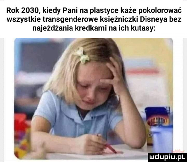 rok     . kiedy pani na plastyce każe pokolorować wszystkie transgenderowe księżniczki disneya bez najeżdżania kredkami na ich kutasy