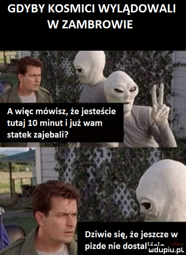 gdyby kosmici wylądowali w zambrowie    i ę ś i a więc mówisz że jesteście tutaj    minut i już wam statek zajebali