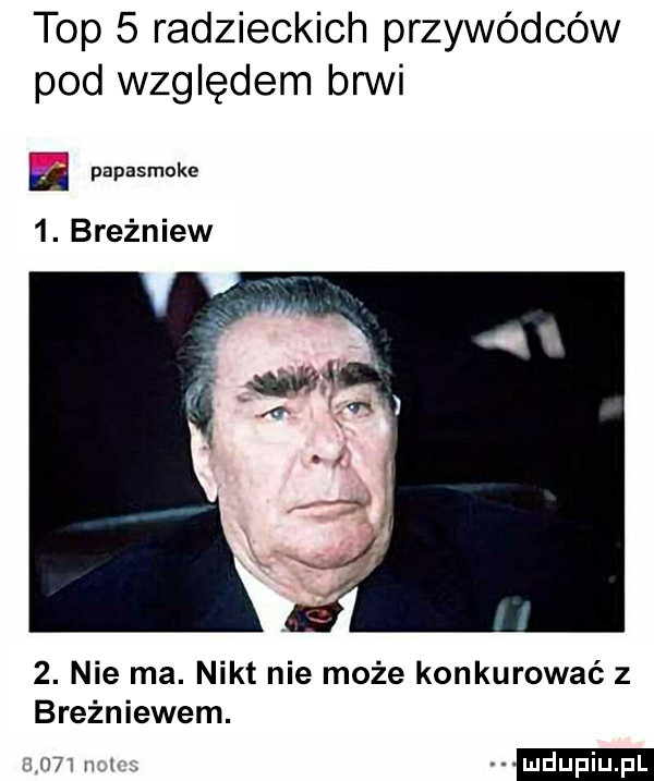 top   radzieckich przywódców pod względem brwi e papasmoke  . breżniew  . nie ma. nikt nie może konkurować z breżniewem.    i