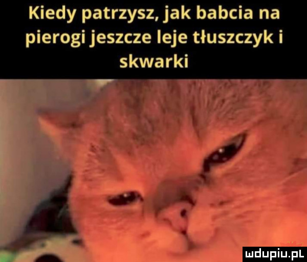 kiedy patrzysz jak babcia na pierogi jeszcze leje tłuszczyk i skwarki