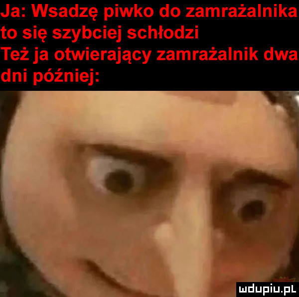 ja wsadzę piwko do zamrażalnika to się szybciej schłodzi też ja otwierający zamrażalnik dwa dni później