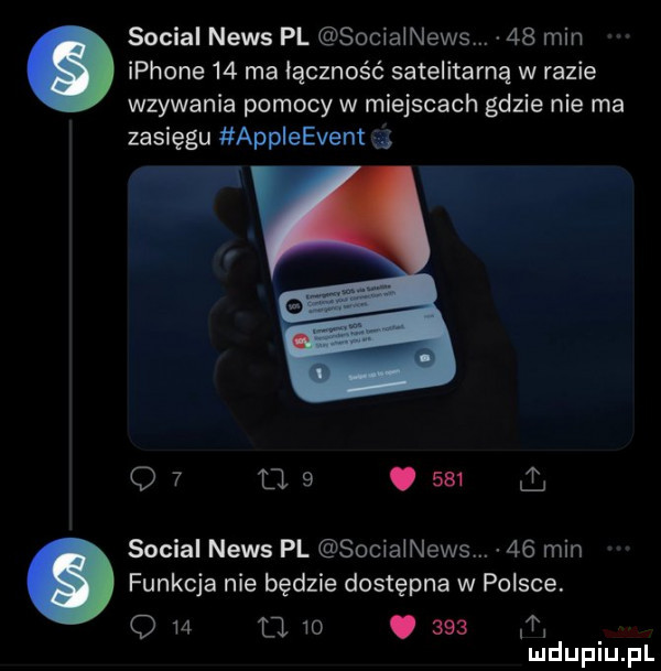 socjal news pl soclalnews.    min iphone    ma liczność satelitarną w razie wzywania pomocy w miejscach gdzie nie ma zasięgu appieevent        ma      a socjal news pl socialnews.    min funkcja nie będzie dostępna w polsce. q    t   .     t