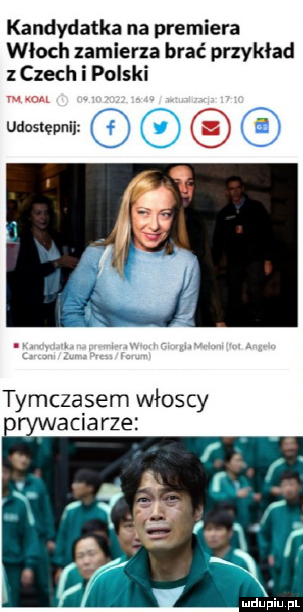 kandydatka na premiera włoch zamierza brać przykład z czech i polski tm kcal udostępnij tymczasem włoscy rywaciarze