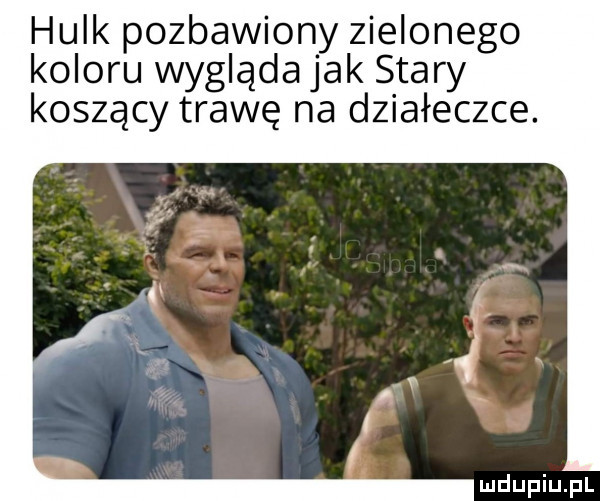 hulk pozbawiony zielonego koloru wygląda jak stary koszący trawę na działeczce