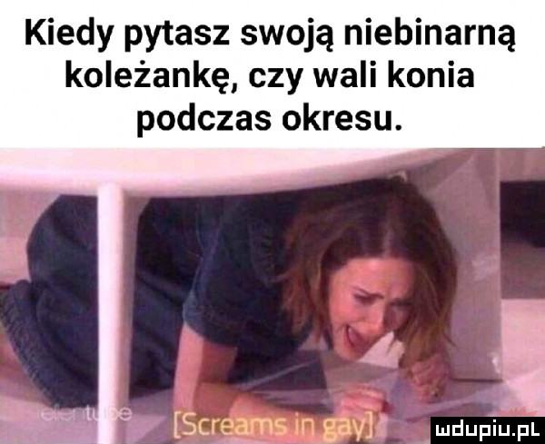 kiedy pytasz swoją niebinarną koleżankę czy wali konia podczas okresu.   screaminjavk udup iu pl