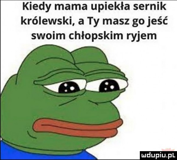 kiedy mama upiekła sernik królewski a ty masz go jeść swoim chłopskim ryjem