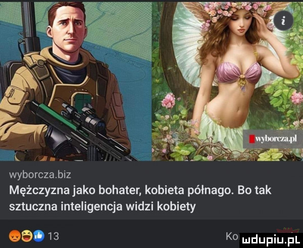 l. wyborczablz mężczyzna jako bohater kobieta półnaga. bo tak sztuczna inteligencja widzi kobiety      k