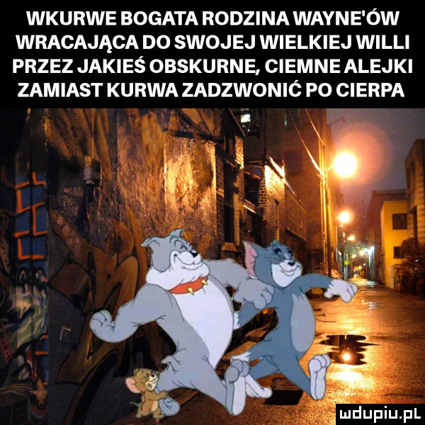 wkurwe bogata rodzina wayne ów wracająca do swojej wielkiej willi przez jakieś obskurne ciemne alejki zamiast kurwa zadzwonic po cierka              w