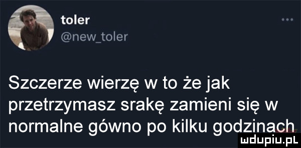 tyler newitoler szczerze wierzę w to że jak przetrzymasz srakę zamieni się w normalne gówno po kilku godzinach