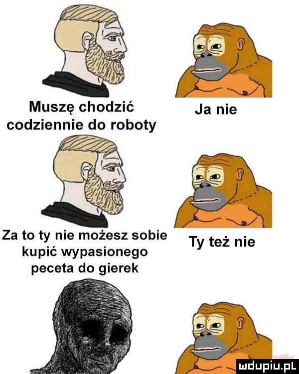 muszę chodzić ja nie codziennie do roboty za to ty nie możesz sobie kupić wypasionego peceta do gierek