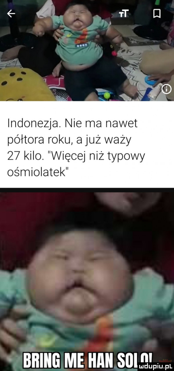 indonezja. nie ma nawet półtora roku a już waży    kilo. więcej niż typowy ośmiolatek bﬂllll i me han sci m mduplu pl