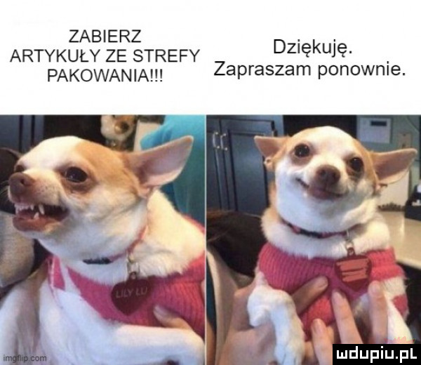 zabierz artykuły ze strefy dziękuję pakowania zapraszam ponownie