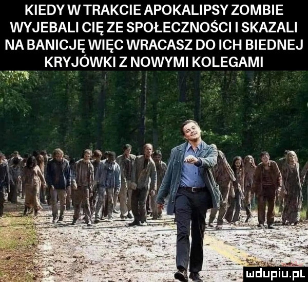kiedywtrakcie apokalipsy zombie wyjebali cię ze społeczności i skazali na banicję więc wracasz do ich biednej kryjówki z nowymi kolegami