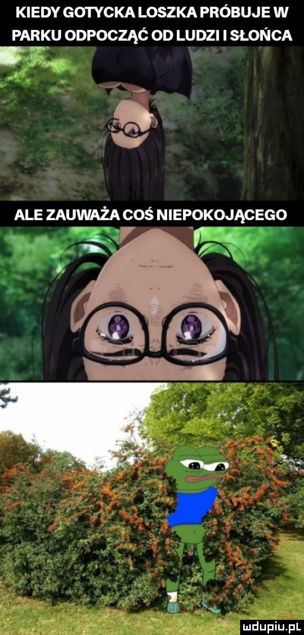 kiedy gotycka loszka próbuje w parku odpocząó od ludzi i slonca ale zauvvaża coś niepokojącego fify.   v