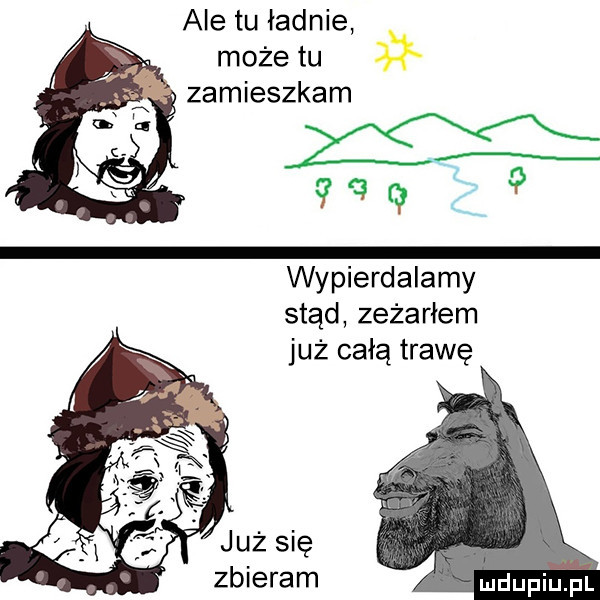 ale tu ładnie może tu ą zamieszkam m     tą wypierdalamy stąd zeżarłem już całą trawę zbieram ludupiu il