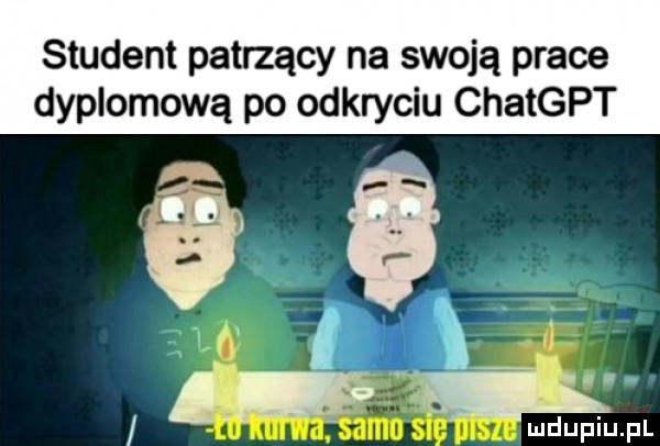 student patrzący na swoją prace dyplomową po odkryciu chatgpt