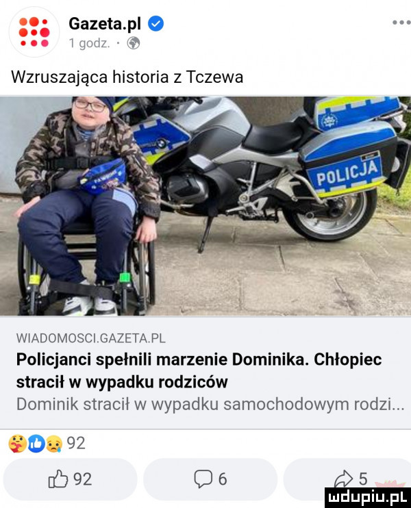 gazeta pl o a wzruszająca historia z tczewa wiadomosci gazeta pl policjanci spełnili marzenie dominika. chłopiec stracił w wypadku rodziców dominik stracił w wypadku samochodowym rodzi dt.            s