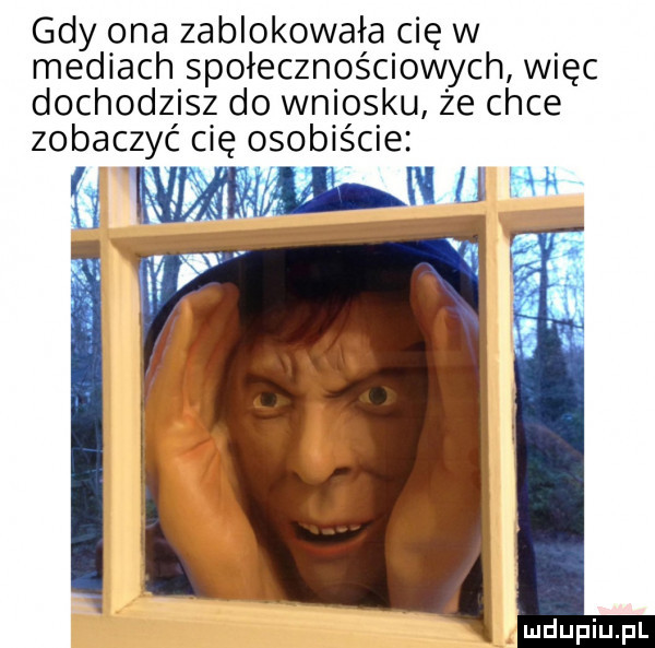 gdy ona zablokowała cię w mediach społecznościowych więc dochodzisz do wniosku że chce zobaczyć cię osobiście gwnum