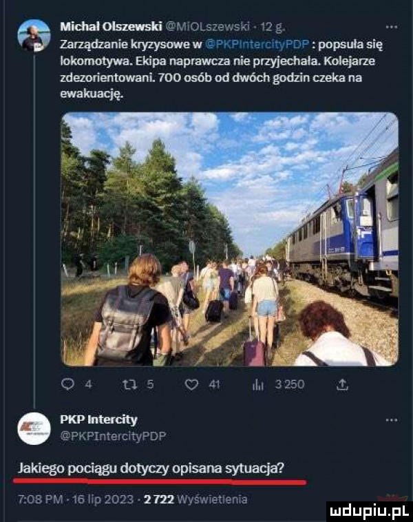 midlalolszewski zarządzanie klyzysuwe w pd popsuła się lokomotywa gapa naprawcza nie przyjechała. kolbiarze zdaorientowani.     osób od dwóch godzin cieka na ewakuanjq
