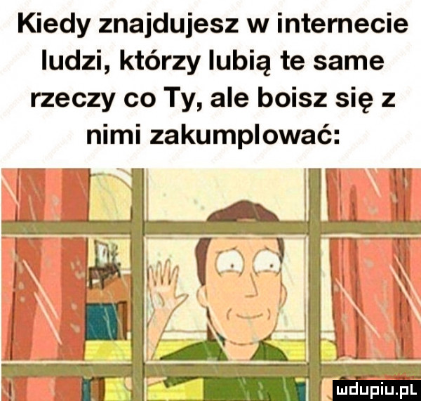 kiedy znajdujesz w internecie ludzi którzy lubią te same rzeczy co ty ale boisz się z nimi zakumplowaé