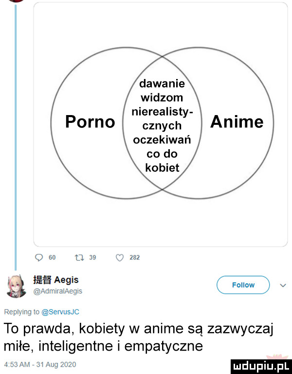 dawanie widzom nierealisty czmych oczekiwań co do kobiet sn    m. ee aegis adlmraiaegis erhmg siwuch to prawda kobiety w anime są zazwyczaj miłe inteligentne i empatyczne    a    aeg      ludu iu. l