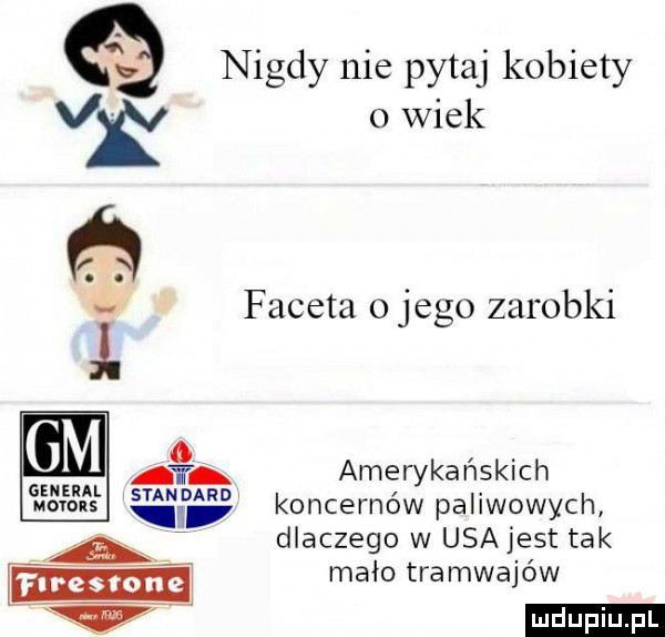 nigdy nie pytaj kobiety vk o wiek. faceta o jego zarobki j. a.  mm amerykan k ch mamus w koncernow paliwowych dlaczego w usa jest tak mało tramwajów ludu iu. l