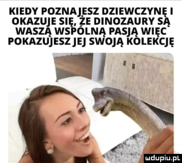 kiedy pozmugsz dziewczynę okazuje się ze dinozaury są waszą wspólną ąpasją więc pokazujesz m sieją kolekcję   wn