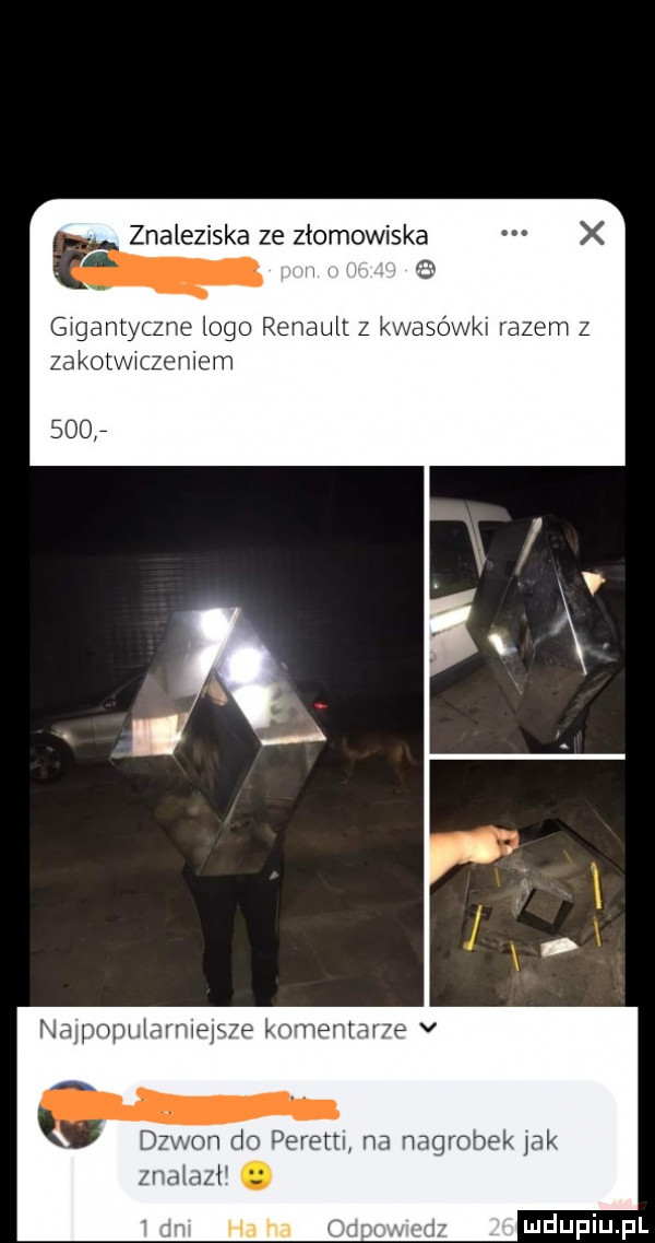 znaleziska ze złomowiska x h    g ty me    renault z kwasów l razem z zakat cieniem