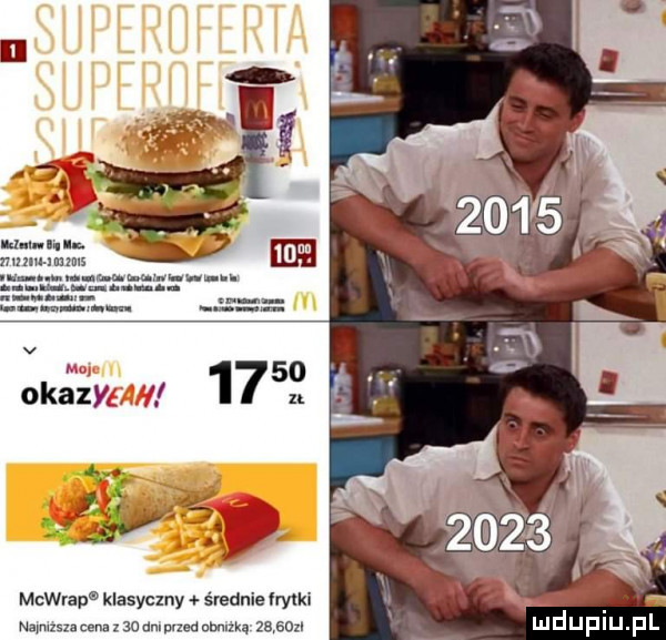 m n mew u. n u mm   mcwrap klasycmy średnie frytki naymzsu cen.      dm mud obniżką       l