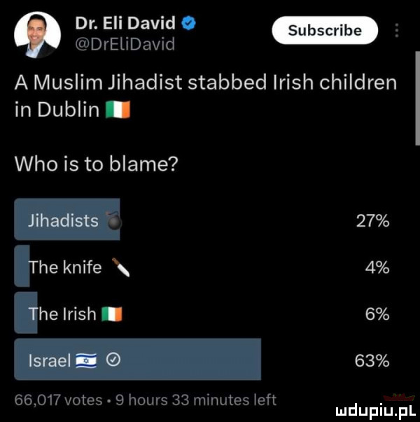 dr. eli david. s i ﬂ drgunavid a muslim jihadist stabbed irish children in dublin. who is to blade tee knife   he irish.          vates   hours    minutes lift. mduplu pl