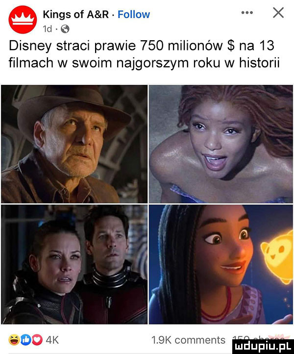 kings of a r i x id e disney straci prawie     milionów na    filmach w swoim najgorszym roku w historii    k comments maﬁﬁiuﬁl