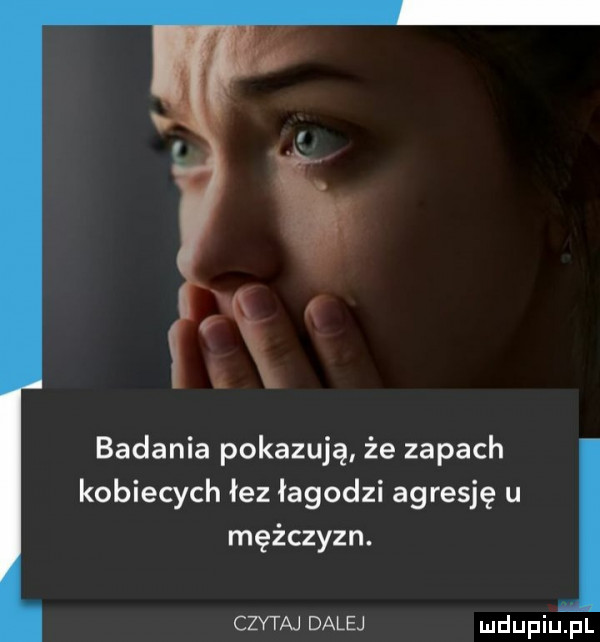 x badania pokazują że zapach kobiecych łez łagodzi agresję u mężczyzn. czytaj dalej