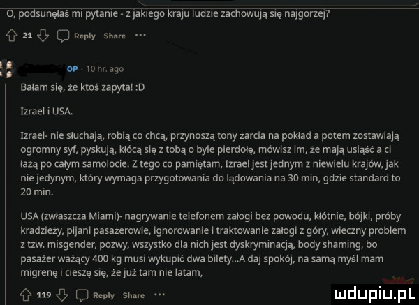 fo podsunęlśśml pytanie imie królu imie zachowują się najgarzq q sm l. u ibm ago bawarii się ze ktoś zapytal d ici sci i usa mai. nie smthają robią   ma przynoszą any zarcia na ponad   peter wstawiają ogromny syf pyskują ma się   mu   myle pierdnę mówisz ici ze ma usiąść a. im po wam samolocie z tego co pamletam izrael jest jednym z mew eon naw idk nie jedynym który wymaga przygmowama do ladawania na    mm gdzie standard m    min usa mieszcza mlamv nagrywanie ieiefonem mag bez powodu kiómie bójki próby kradziezy pijani pasazemwie ignorowanie i traktowanie magi z góry wierny promem z tlw misgender pozwy wsxyslko dla mm jest dyskryminaqą body snaming bo pasazer wrzący alu kg musi wykupić dwa balety a da spike na samą myci mam migrenę i      się ze juz lam me mam m q mii sm