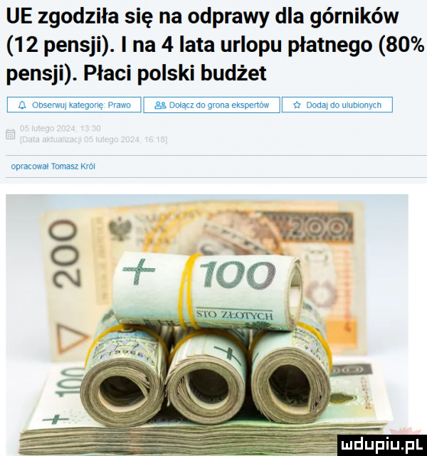 ue zgodziła się na odprawy dla górników    pensji. i na   lata urlopu płatnego    pensji. płaci polski budżet a mwmmm mmacmmmmnw on mnmm opracował yomasl km   l m     i p. a ż uli upiu pl