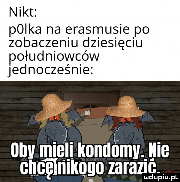 nikt plika na erasmusie po zobaczeniu dziesięciu południowców jednocześnie. x g. c. w minii komlomv. nob. cncźęinikngu zarazin. mduplu pl