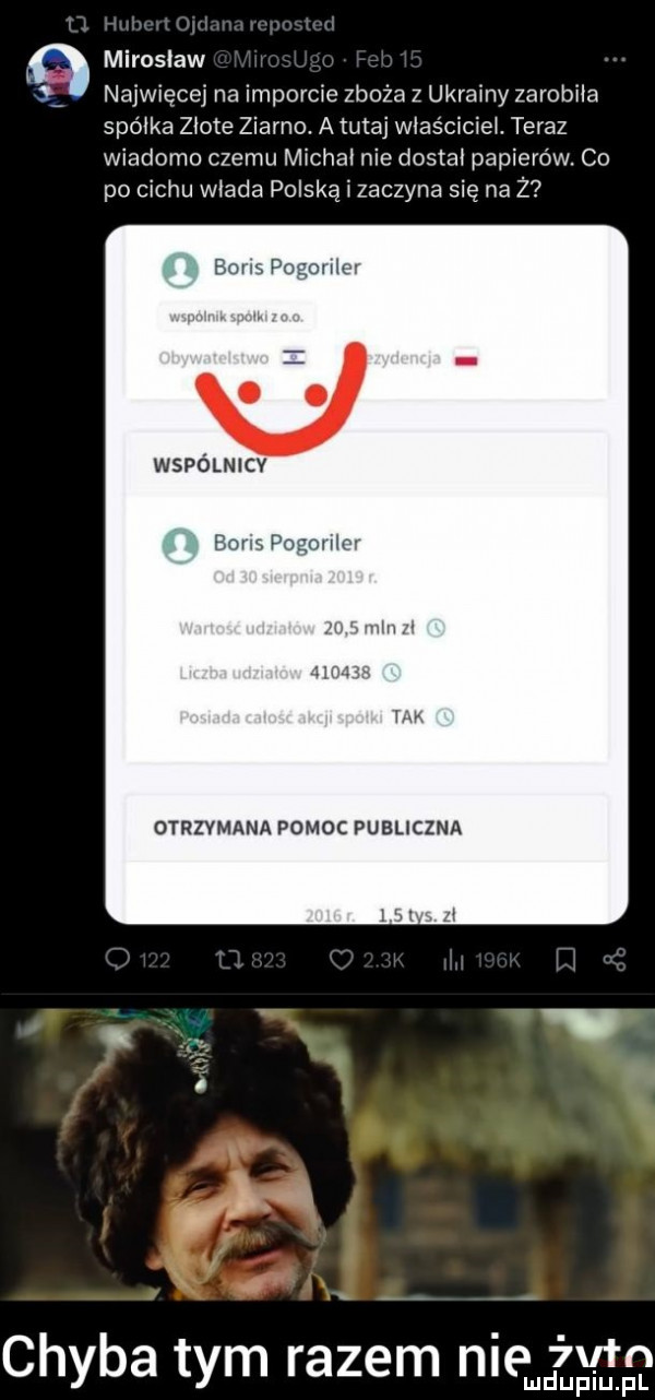 miroslaw najwięcej na imporcie zboża z ukrainy zarobiła spółka złote ziarno. a tutaj wiaśctciel teraz wiadomo czemu michal nie dostał papierów. co po cechu mada polska a zaczyna się na ż baw pugoulur wspólnccv emu pogoulm otrzymana pomoc publiczna chyba tym razem nie ibm