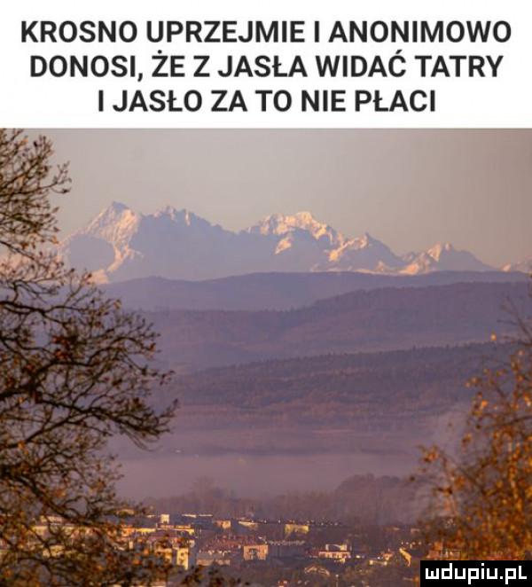 krosno l. przejmie anonimowo donosi ze z jasła widac tatry i jasło za t  nie płaci mhupiupl