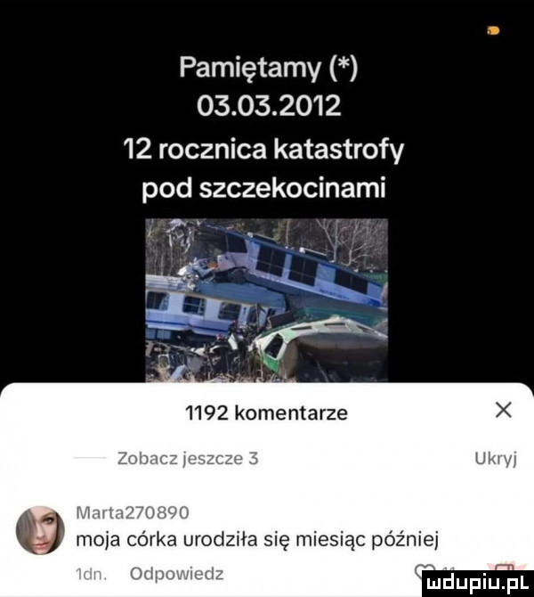pamiętamy               rocznica katastrofy pod szczekocinami moja córka urodziła się miesiąc później