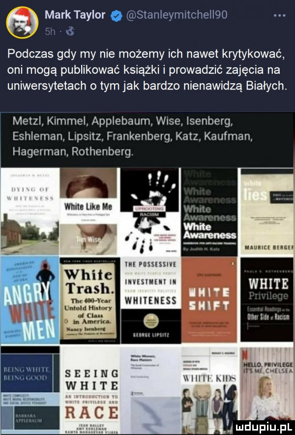 mark taylor q stanleymitcheiiqo   ﬂ podczas gdy my nie możemy ich nawet krytykować oni mogą publikować książki i prowadzić zajęcia na uniwersytetach o tym jak bardzo nienawidzą białych. metal klmmel applebaum wice isenberg eshleman llpsnz frankenberg katz kaufman hagerman rottenberg m inmssm ilvunmu ii wniieness in n muu m im mu