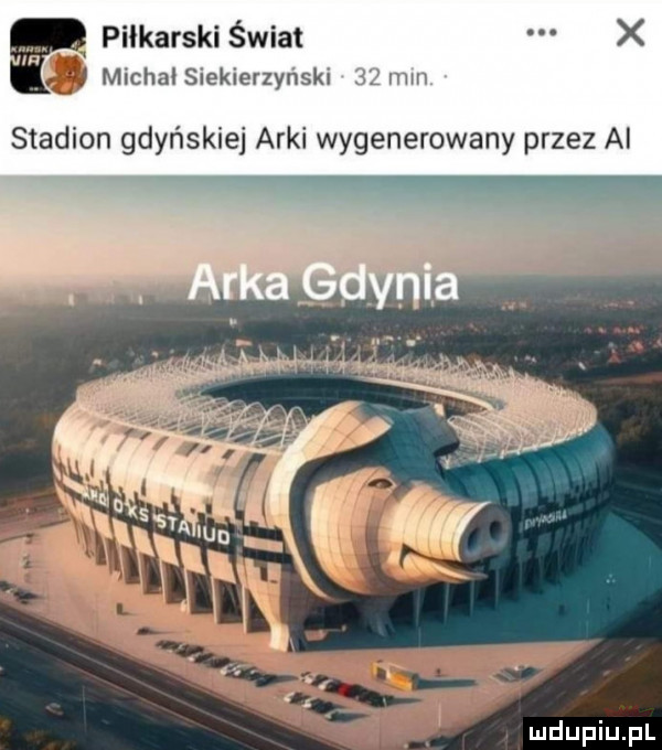 pilkarski świat x michal siekierzyński    mm stadion gdyńskiej arki wygenerowany przez ai
