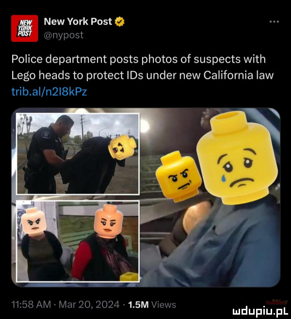 naw york post   nyposl police department posts phobos of suspects with lego heads to protest ihs unger naw california law trąb al n l sz       am mar   .         m views