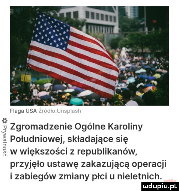 haga usa o. abakankami zgromadzenie ogolne karoliny południowej składające się. w większości z republikanów przyjęło ustawę zakazującą operacji i zabiegów zmiany płci u nieletnich. ludu iu. l