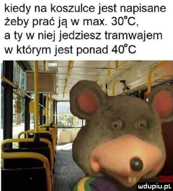 kiedy na koszulce jest napisane żeby prać ją w max.    c a ty w niej jedziesz tramwajem w którym jest ponad    c