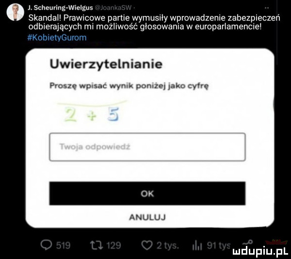 lscheuringrwielgus skalda prawicowe partievamusiły wprowadzenie zabezpieczeń odbierających ml mozliwosc głosowania w europańamencle kobwetvﬁumm uwierzytelnianie prosze wpwsac wymk cfmm jake cyfrę anuluj